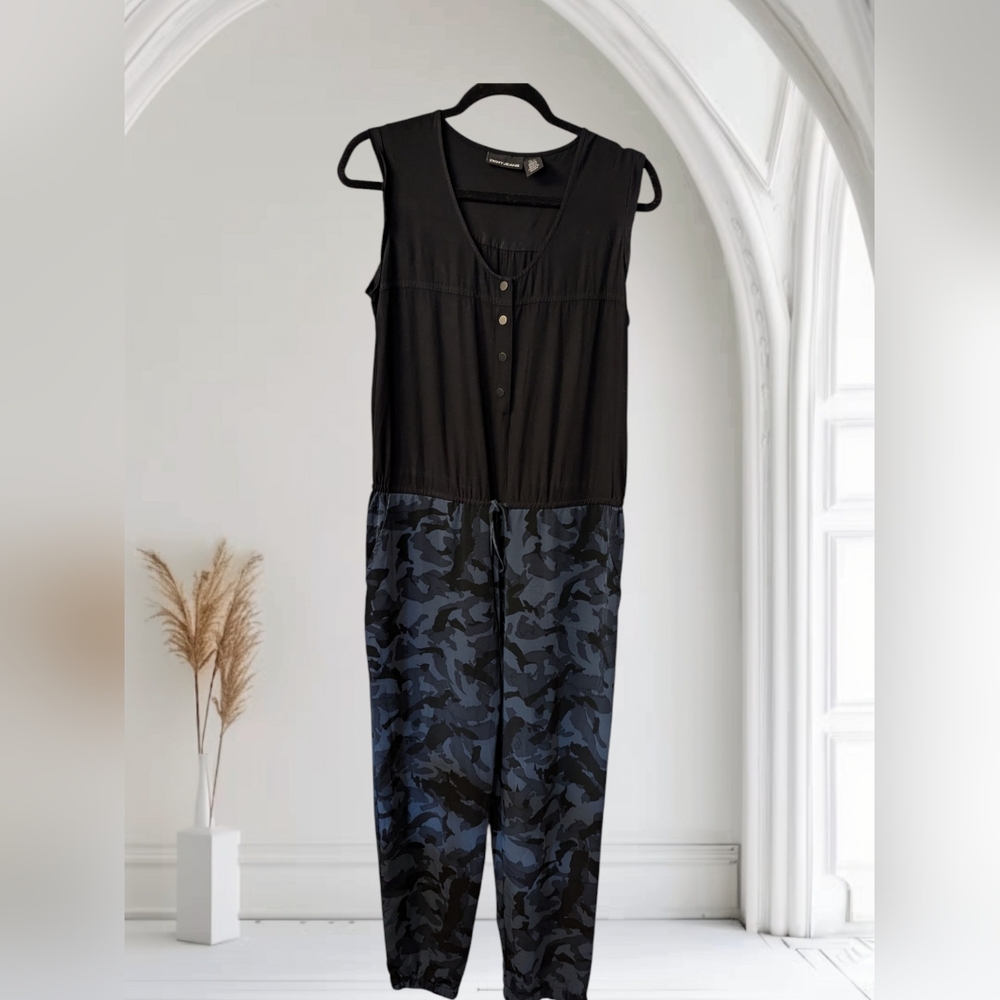DKNY Black Sleeveless JUMPSUIT with Camouflage Print SZ S